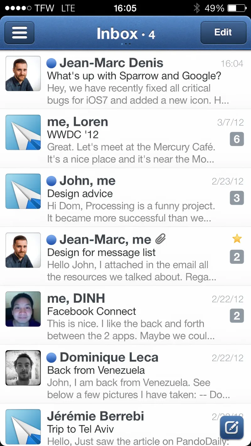 Sparrow for iPhone
